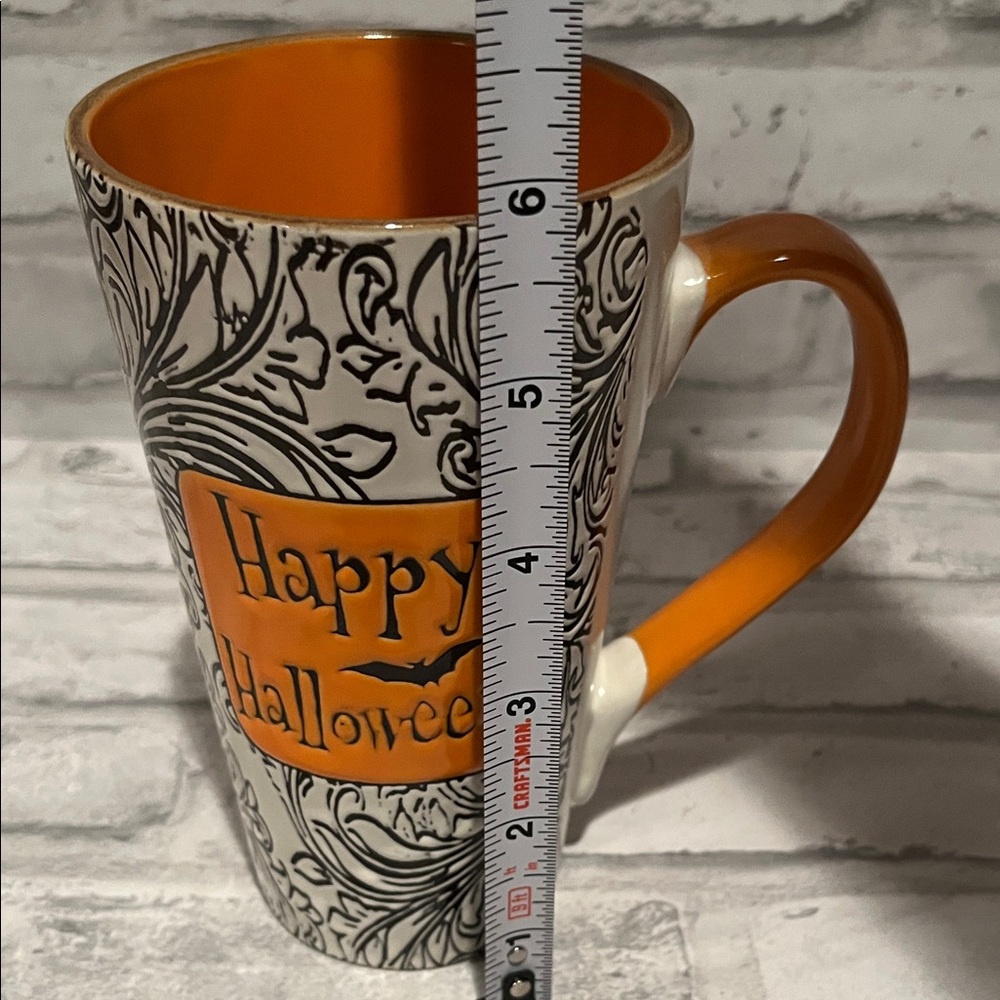 Halloween Themed coffee Mug with Orange Handle black white Spectrum - Picture 6 of 8